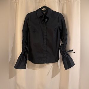 Dalia NWT Black Ruched Sleeve Women's Top